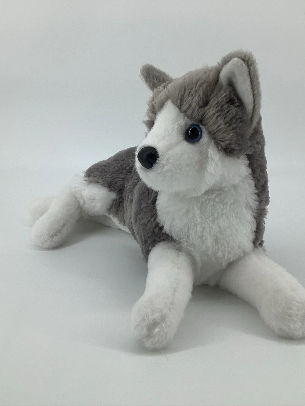 Douglas Husky Dog Plush #4327 Blue Eyes Puppy Laying Down Cuddle Toy Stuffed